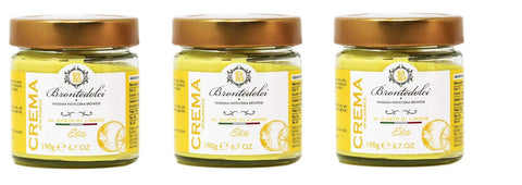 3x Brontedolci Crema Spalmabile Al Gusto Di Limone Crème À Tartiner Au Citron 190g En Verre De Sicile Avec Citrons Italiens