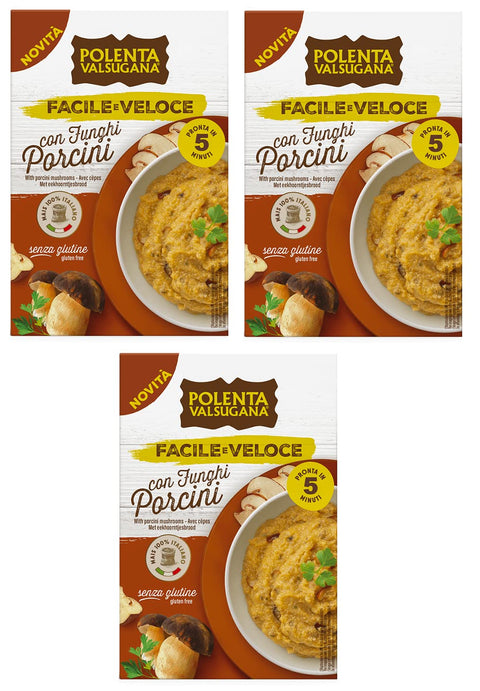 Polenta Valsugana Facile E Veloce Con Funghi Porcini Préparé Pour Polenta Aux Cèpes Sans Gluten En 5 Minutes Prêt À 80 G