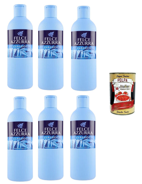Italian Gourmet E.R. Paglieri Felce Azzurra Lot De 6 Gels Douche Classiques Au Parfum Distinctif Hydratant La Peau 650 Ml + Polpa Italian Gourmet 400 G