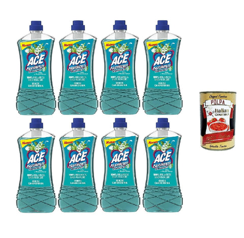 Ace Pavimenti Lot De 8 Nettoyants Pour Sols Hygiène – Talc Et Musc Blanc, Sans Eau De Javel – Nettoie En Profondeur Et Fait Briller Les Sols 1 L + Italian Gourmet Polpa 400gr