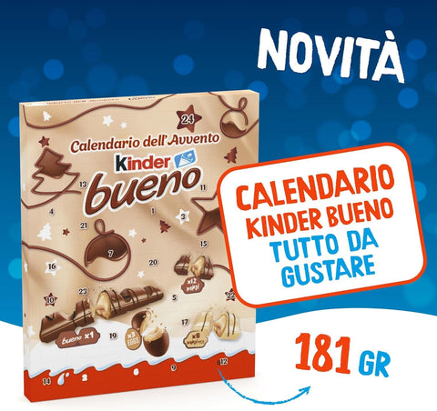 Kinder Bueno Calendario dell'Avvento Calendrier de l’Avent 181g – Fourrage chocolat et crème noisette – Parfait pour Noël