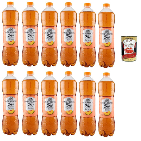 San Benedetto The Pesca 12x 1,5 L, Thé Glacé Le «Peach Pet Jetable, Thé Glacé Rafraîchissant, Sans Conservateurs Et Colorants Artificiels + Italian Gourmet Polpa 400g
