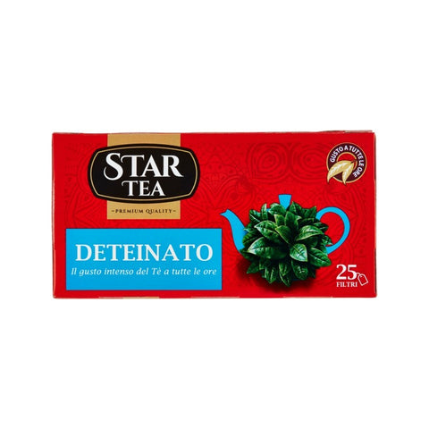 24x Star Tea Thè Deteinato Thé noir décaféiné, 25 sachets, un mélange de qualité supérieure de feuilles sélectionnées, 37,5 g, original italien.