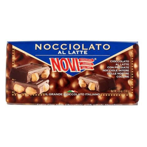 Novi Nocciolato al Latte Tablette de chocolat au lait aux noisettes entières (12 x 130 g) – Original italien