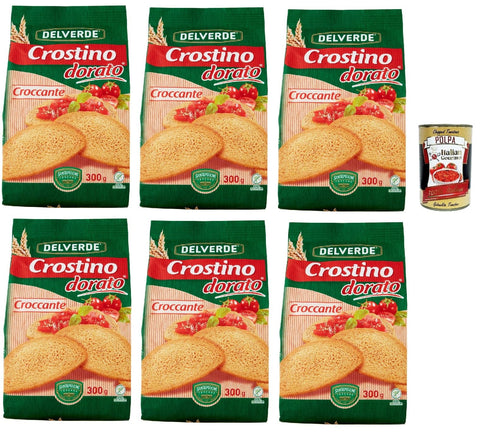 Delverde Crostino Dorato Croccante Croccante Snack Croccante Dorée 6 X 300 G + Italian Gourmet Polpa 400 G