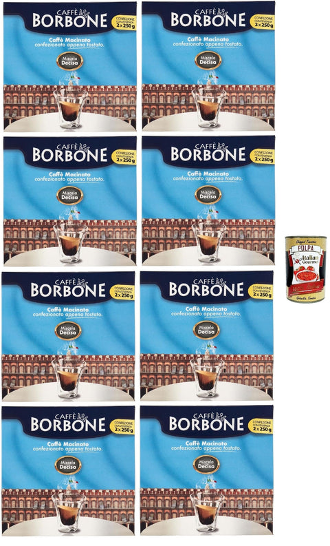 Caffè Borbone Miscela Decisa, Caffè Macinato, Italian Café Moulu, Convient Pour Cafetière Moka, Lot De 16x 250 Gr + Italian Gourmet Polpa 400g
