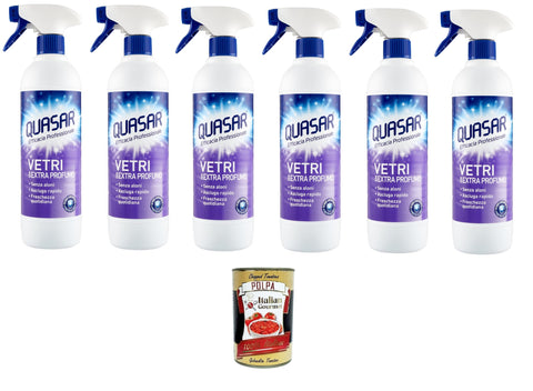 Quasar Efficacia Professionale Extra Profumo Professional Effectiveness Extra Parfum Nettoyant Pour Vitres 6 X 580 Ml + Italian Gourmet Polpa Di Pomodoro 400 G
