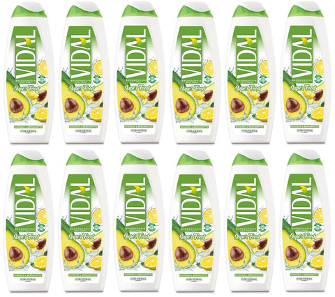 Vidal Bagnodoccia Lot De 12 Flacons De Gel Douche À L'avocat Et À La Bergamote 500 Ml