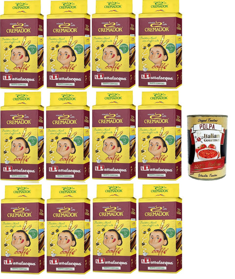 Passalacqua Caffè Cremador, Macinato, Caffè Macinato, Caffe' Italiano, Caffè Macinato, Italian Café Moulu, Convient Pour Cafetière Moka, Lot De 12x 250g + Italian Gourmet Polpa 400g