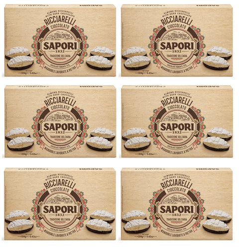 6 X Sapori Ricciarelli Alla Mandorla Con Base Di Cioccolato Pâte D'amande Et Base Croustillante De Chocolat Noir 154 G Chocolat Noir 72 %