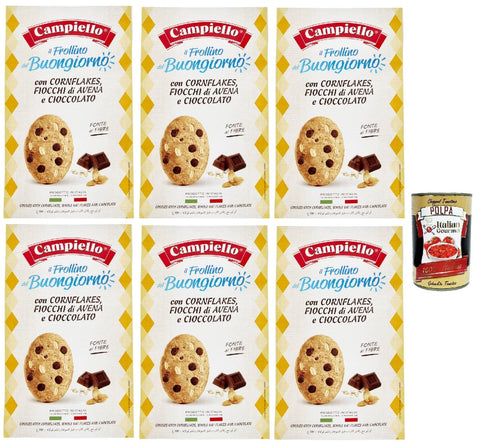 Campiello Il Frollino Del Buongiorno Con Cornflakes, Fiocchi Di Avena E Cioccolato, Biscuits De Cornflakes, Flocons D'avoine Et Chocolat, 6x 300 G + Italian Gourmet Polpa 400g