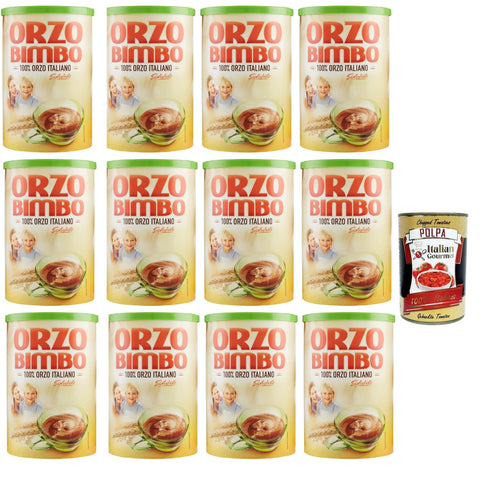 Orzo Bimbo, Orzo Solubile 100% Italiano, Orge Soluble À 100% Italienne, Istant Coffee, 12x 200g + Italian Gourmet Polpa 400g