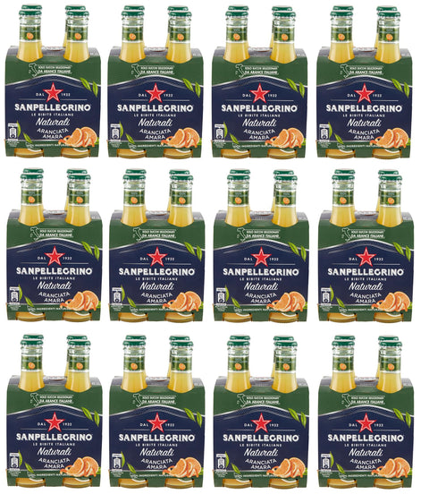 San Pellegrino Aranciata Amara Naturali Lot De 48 Boissons Rafraîchissantes Jetables En Verre Orange Amère 20 Cl