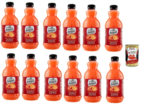 San Benedetto Succoso Zero Arancia E Arancia Rossa Pet 12 X 90 Cl, Pet Orange Et Orange Sanguine Sans Sucre, Jus De Fruits, Orange Et Orange Sanguine 400 G