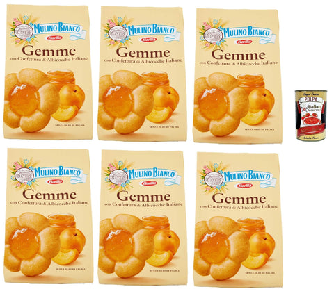 Mulino Bianco Gemme, Biscotti Con Confettura Di Albicocche Italiane, Biscuits Vec Confiture D'abricot Italien, Cookies Biscuits, 6x 200g + Italian Gourmet Polpa 400g