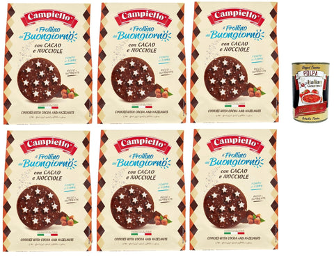 Campiello Il Frollino Del Buongiorno Con Cacao E Nocciole, Biscuits Au Cacao Et Aux Noisettes, Cookies Biscuits, 6x 700g + Italian Gourmet Polpa 400g