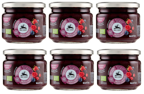 Alce Nero Composta Di Frutti Di Bosco Biologica Lot De 6 Compote Bio De Baies Avec Fraises Biologiques, Mûres, Myrtilles, Groseilles Rouges Et Framboises 270 G