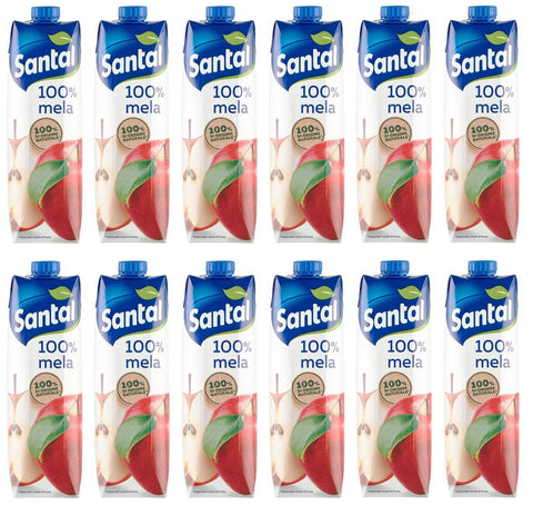12 X Parmalat Santal I Classici Succo Di Frutta Mela Jus De Fruits 100% D'origine Naturelle Boisson Rafraîchissante Tetrapack 1000 Ml
