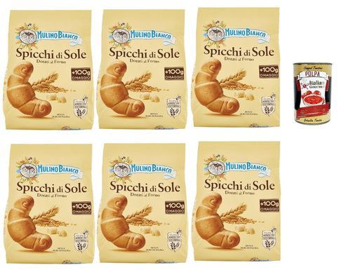 Mulino Bianco Spicchi Di Sole Biscotti Dorati Al Forno, Biscuits Dorés Dans Le Four, Biscuits Cookies, 6x 900g + Italian Gourmet Polpa 400g