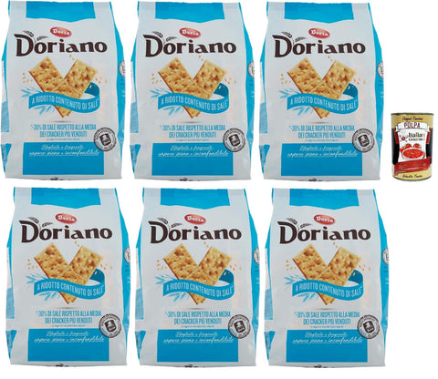 Doria Doriano Crackers A Basso Contenuto Di Sale, Biscuits Salés Sans Grains De Sel, 6 X 700 G + Italian Gourmet Polpa 400 G