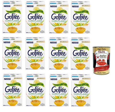 Nestlé Go Free Corn Flakes Lot De 12 Flocons De Maïs Sans Gluten, Lait Et Yaourt 375 G + Italian Gourmet Oplpa 400 G