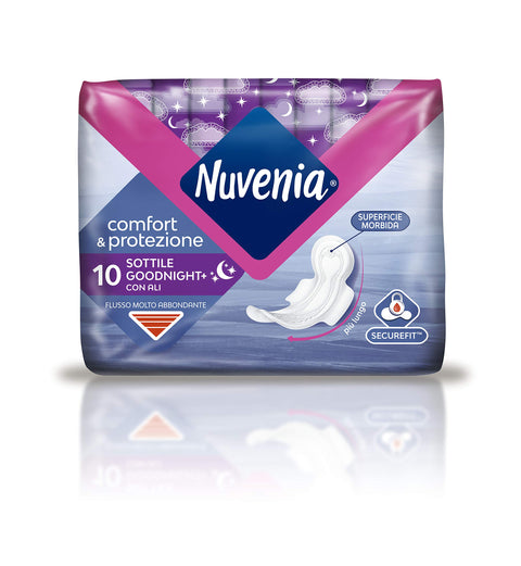 Nuvenia - Securefit - Lot De 10 Serviettes Hygiéniques De Nuit Avec Ailettes
