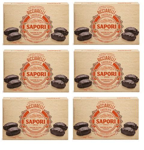 6x Sapori Ricciarelli Al Cioccolato Pâte D'amande Enrobée De Chocolat Noir 154g Chocolat Noir 72%