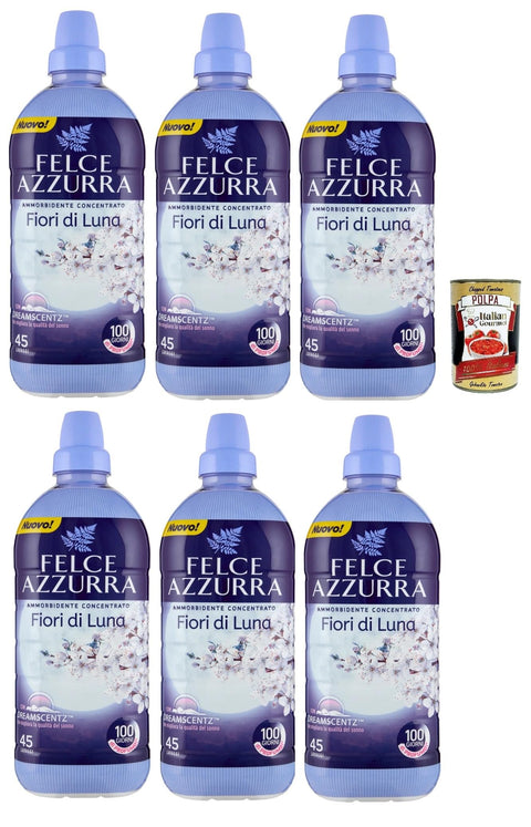 Felce Azzurra Ammorbidente Concentrato Fiori Di Luna Adoucissant Concentré Parfumé, 45 Lavages, 6 X 900 Ml + Italian Gourmet Polpa 400 G