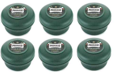 Proraso Lot De 6 Pots De Savon À Barbe De 150 Ml À L’huile D’eucalyptus Et Au Menthol - Produit Italien
