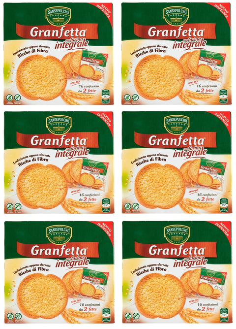 Buitoni Granfetta Lot De 6 Graisses Biscottate Con Farina Intégrale 16 Portions Individuelles De 2 Biscottes À Grains Entiers 240 G