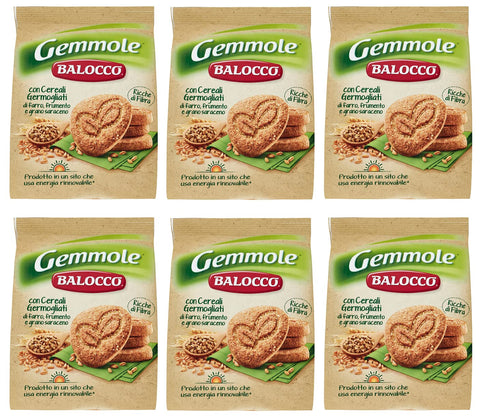 Balocco Gemmole Biscotti Integrali Lot De 6 Biscuits À Grains Entiers Avec Un Mélange De Céréales Fines Germées Et De Grains De Sucre Brun 700 G