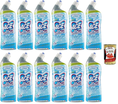 Ace Glitter Wc Gel Profumato Brezza Marina Nettoyant Pour Toilettes Parfumé, Effet Extra Brillant Grâce Aux Paillettes, 12 X 700 Ml + Italian Gourmet Polpa 400 G