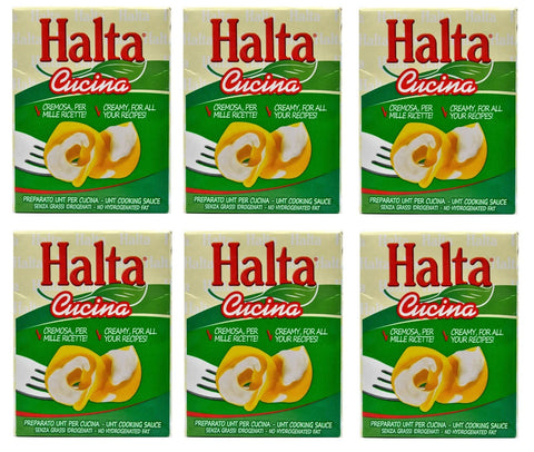 Halta Cucina Preparato Alimentare Uht Per Cucina Lot De 6 Préparations Crémeuses Uht Pour La Cuisine Idéal Pour Pâtes, Sauces, Pizza, Crème De Cuisson 200 Ml