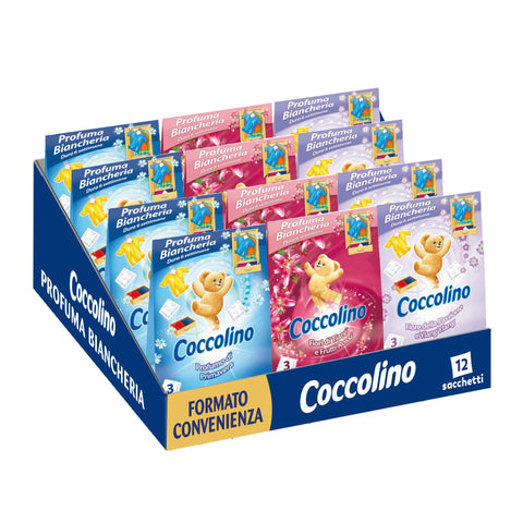 Coccolino Parfum Biancheria, 3 Sachets Pour Chaque Lot De Parfums Assortis, Parfum Printemps, Fleurs De Tiaré & Fruits Rouges, Ylang Ylang, Lot De 12 Pour Un Total De 36 Sachets