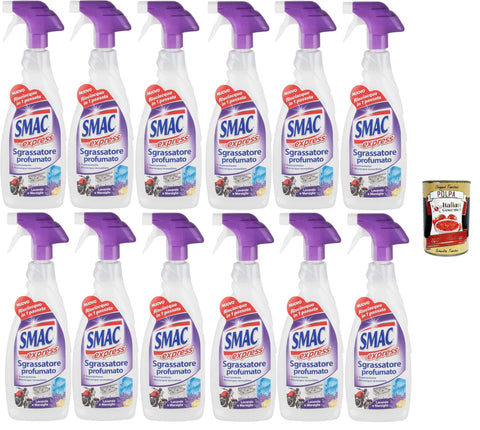 Smac Express Lot De 12 Sprays Dégraissants Parfumés À La Lavande Pour Plusieurs Surfaces Avec Effet Dégraissant, 12 X 650 Ml + Italian Gourmet Polpa 400 G