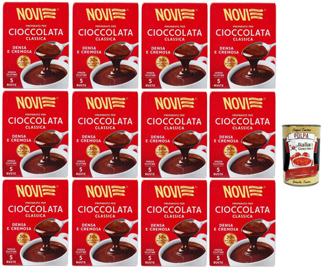 Novi, Preparato Per Cioccolata, Gusto Classico Chocolat Chaud Soluble Chocolat Instantané, Istant Hot Chocolate, Adapté À La Préparation Végétalienne, 12x 125g + Italian Gourmet Polpa 400g