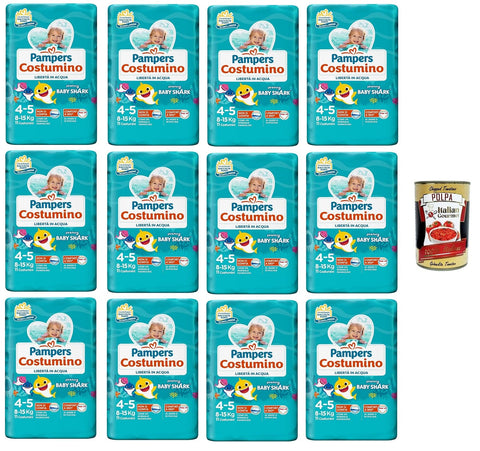 Pannolino Costumino Lot De 11 Couches De Costume Liberté Dans L'eau 12 X 198 G + Polpa Italian Gourmet 400 G