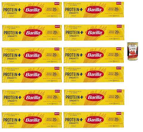 Barilla Protein+ Spaghetti 400gr, High Protein, Pasta De Blé En Dur Italien, 12 Paquets De 400 G, Pâtes En Blé À 100% Italien, + Italian Gourmet Polpa 400g