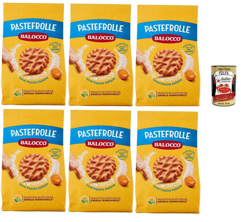 Balocco Pastefrolle Biscotti Con Latte Italiano E Uova Fresche, Biscuits Au Lait Italien Et Aux Œufs Frais, 6x 350g + Italian Gourmet Polpa 400g
