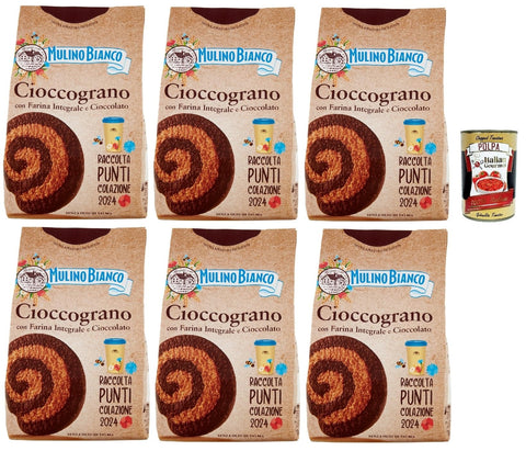 Mulino Bianco Cioccograno Biscotti Con Farina Integrale E Cioccolato, Biscuits Avec Farine Complète Et Chocolat, Biscuits, Cookies, 6 X 330 G + Italian Gourmet Polpa 400 G