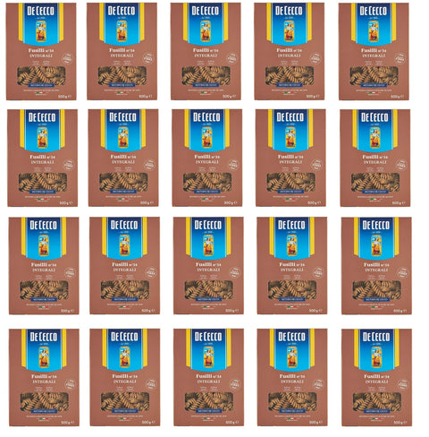 20x Pasta De Cecco Fusilli Integrali N° 34 Pâtes Italiennes À Grains Entiers 500g