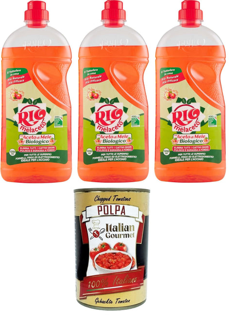Rio Melaceto Lessive Liquide Pour Vaisselle Et Couverts, 3 X 1 Litre, Avec Vinaigre De Cidre De Pomme Bio, Dégraisse En Profondeur Et Élimine Les Mauvaises Odeurs, Italian Gourmet Polpa 400 G