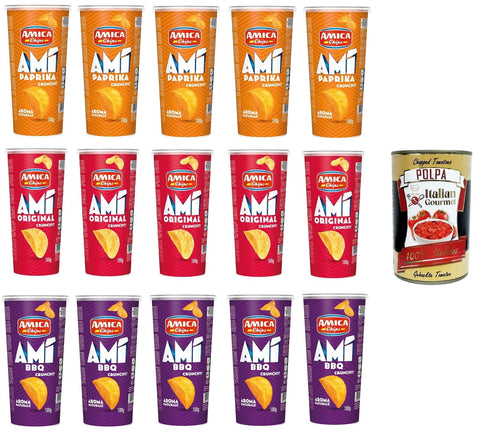 Amica Chips Ami' Crunchy Bbq, Original, Paprika 15 X 100 G, + Italian Gourmet Polpa 400 G