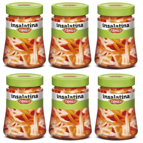6x D'amico Insalatina Aromatizzata All'aceto Di Vino Salade Aromatisée Au Vinaigre De Vin 300 G Mélange De Légumes