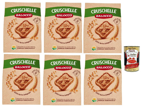 Balocco Cruschelle Biscotti Con Farina Integrale E Zucchero Di Canna, Biscuits Avec Des Biscuits À La Farine Complète Et Aux Biscuits À La Cassonade, 6x 700g + Italian Gourmet Polpa 400g