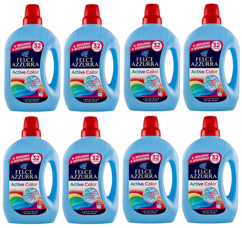 Felce Azzurra Lavatrice Active Color Lot De 8 Lessives Liquides Pour Machine À Laver Efficace Par Temps Froid, Pour Linge Coloré, 32 Lavages 1595 Ml