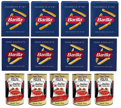 4 X Barilla Casareccia 500g + 4 X Barilla Penne Rigate Et Italian Gourmet Polpa Di Pomodoro Pâte De Tomates Finement Hachée 5 X 400 G