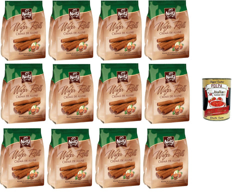 Naty Premium Wafer Rolls Crème De Noisette Gaufrettes 12 X 100 G + Italian Gourmet Polpa 400 G