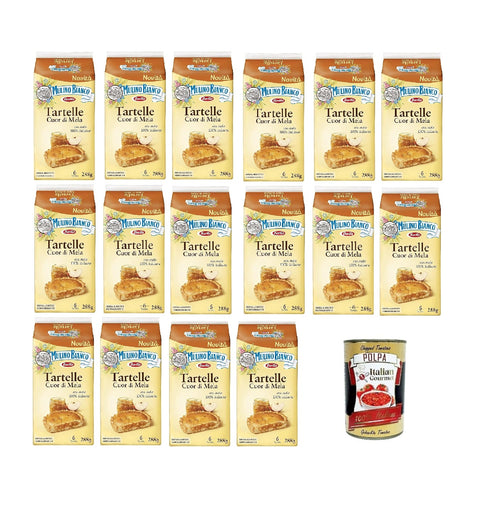 16x Mulino Bianco Tartelle Cuor Di Mela, Tortine Avec Mele 100 % Italienne, Pan Di Spagna E Pasta Frolla, Senza Olio Di Palma E Senza Additivi Conservanti, Confezione Avec 6 Tartelle
