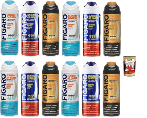 Figaro Kit De Test De Mousse À Barbe – Pour Rasage Fréquent – Mousse À Barbe Douce Et Confortable – 12 X 400 Ml + Italian Gourmet Polpa 400 G